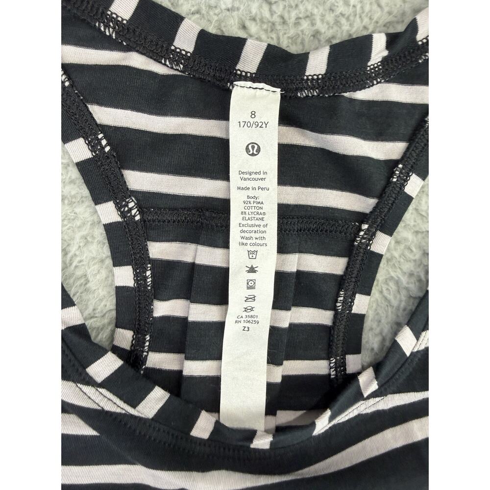 Lululemon Love Tank Pleated Yachtie Stripe Black Chrome Size 8 - Picture 7 of 11